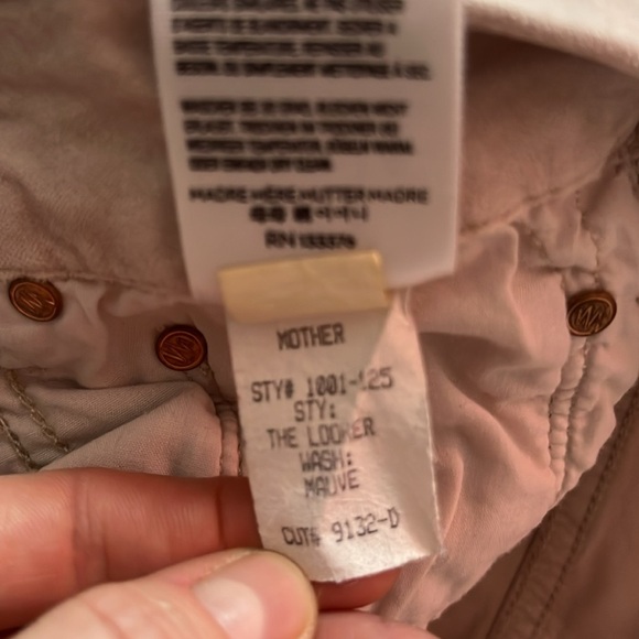 MOTHER The Looker Velvet Pant Jean Mauve Pink Size 27 Skinny Ankle Crop - Picture 8 of 14